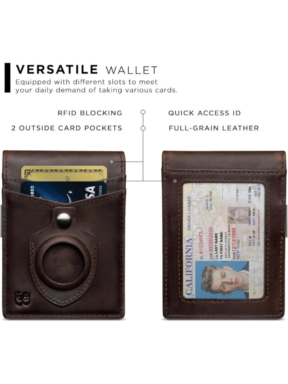 Slim Minimalist Money Clip Wallet for Men - RFID Blocking Front Pocket Card